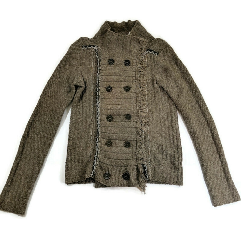 Free People Double Breasted Fringe Cardigan Sz XS